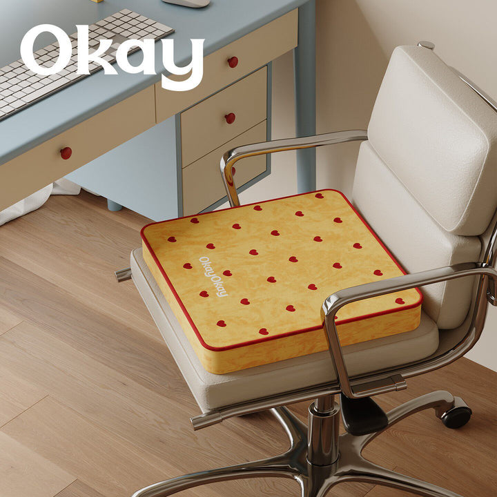 Round Plush Floor Cushion Pouf with Polka Dot Texture and Playful Have Fun Patch