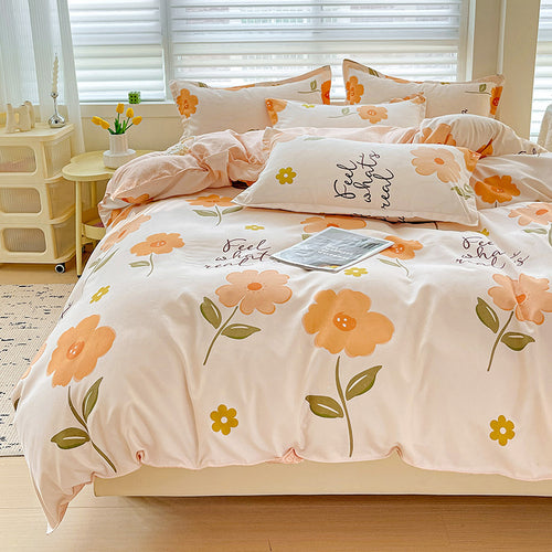 Blumenmuster Wende Bettbezug Set