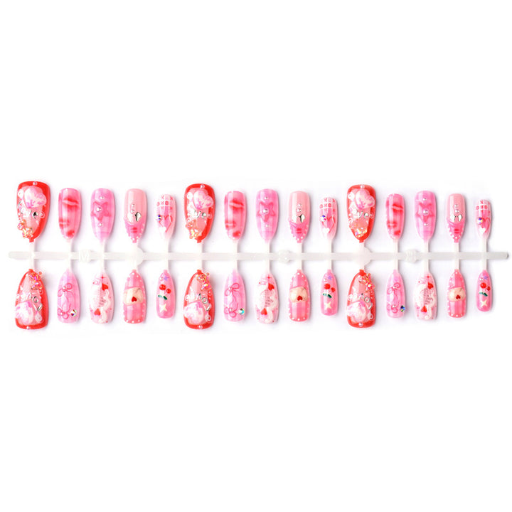 Dekorativer Herz-Themen Press-On-Nagelset Karnz