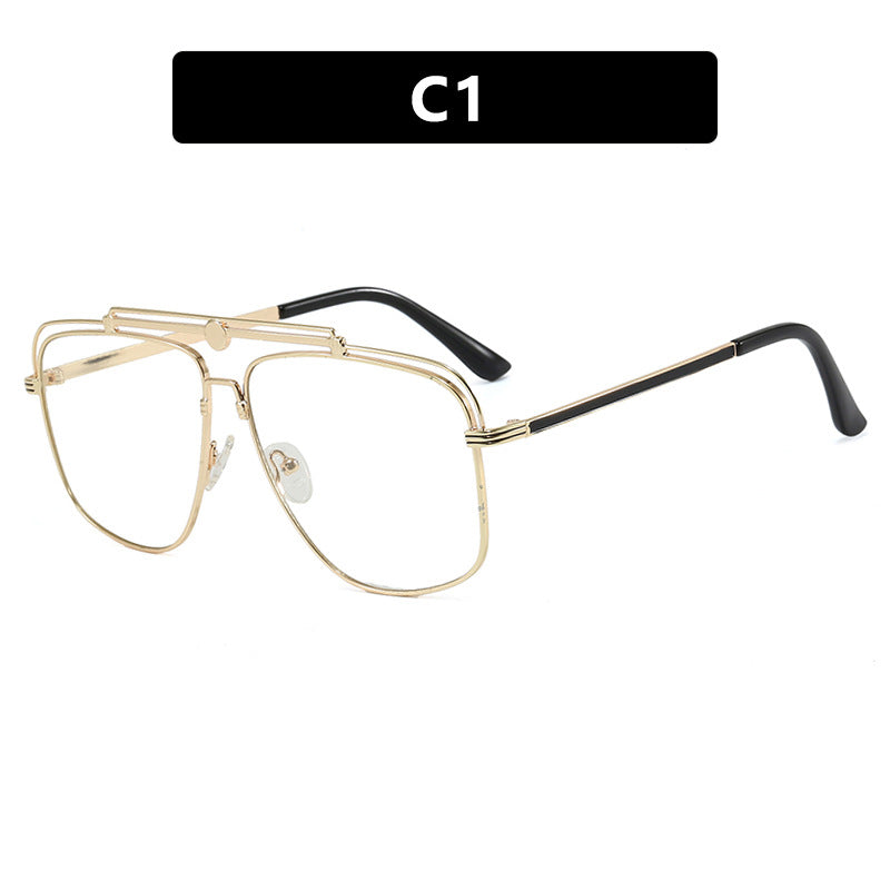Damen elegante quadratische Sonnenbrille mit goldenen Akzenten Karnz