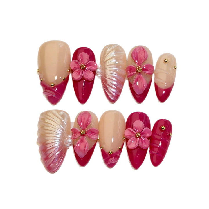 Floral Accent Press-On Nagelkunst Set  1791774525