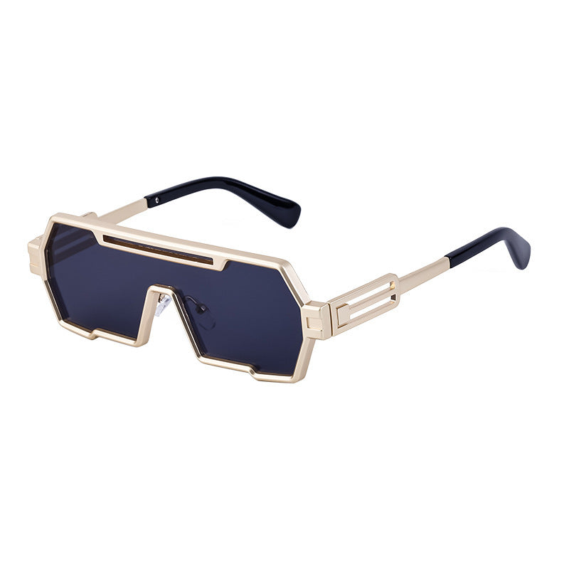 Damen modische Sonnenbrille im futuristischen Design mit breitem Rahmen Karnz