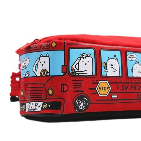Spaß Cartoon Schulbus Reißverschluss Bleistiftetui Karnz