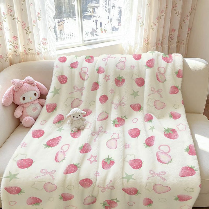 Erdbeer-Themen Kuschelfleece-Decke