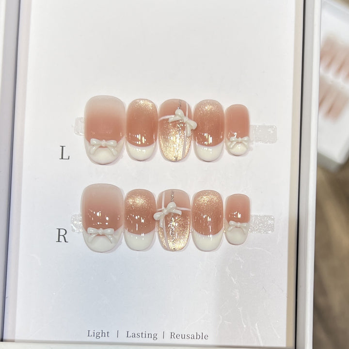 Elegantes wiederverwendbares Press-On Nagelset Karnz