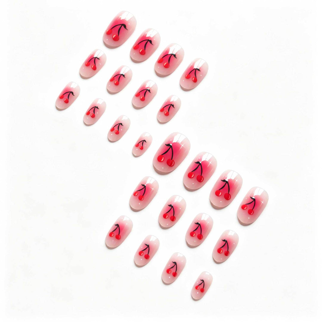 Kirsch-inspiriertes Gellack-Nageldesign