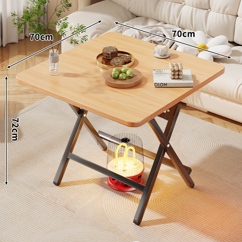 Marmor-Effekt Klappender Quadratischer Kaffeetisch mit X-Rahmen Metallbeinen