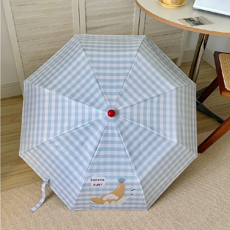 Damen Faltbarer Schirm mit verspieltem Gingham-Muster Karnz