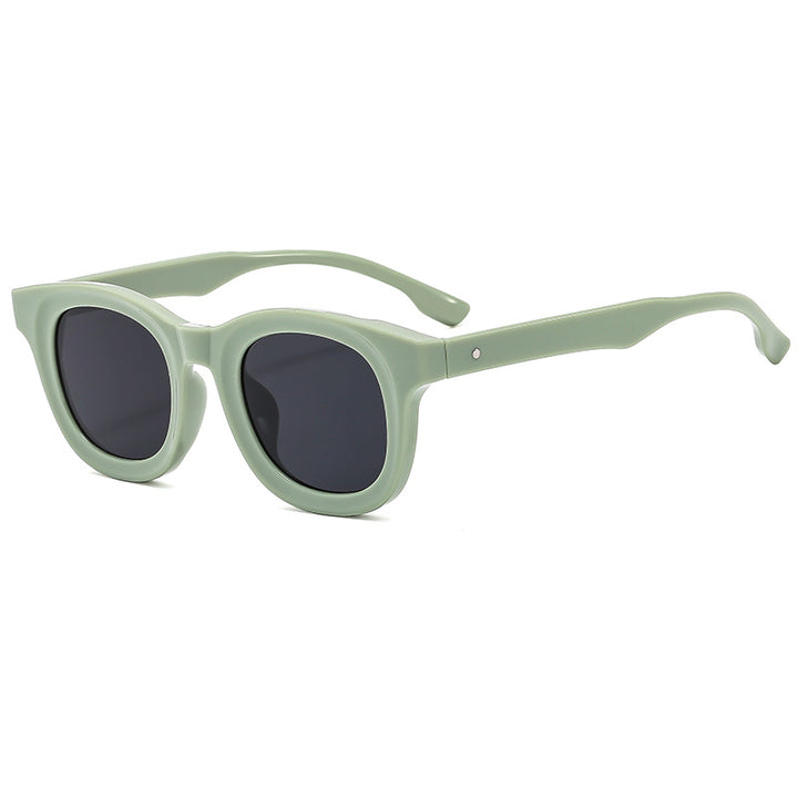 Damen Runde Sonnenbrille mit stylishen, breiten Kunststoff-Rahmen Karnz