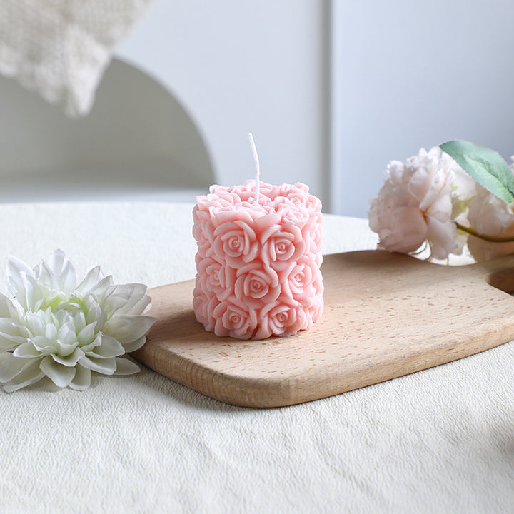 Handgegossen Blütenrelief Cupcake Dekorationskerze