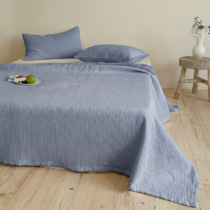 Leichte Waffelstruktur-Tagesdecke aus atmungsaktiver Baumwolle für Bett und Sofa