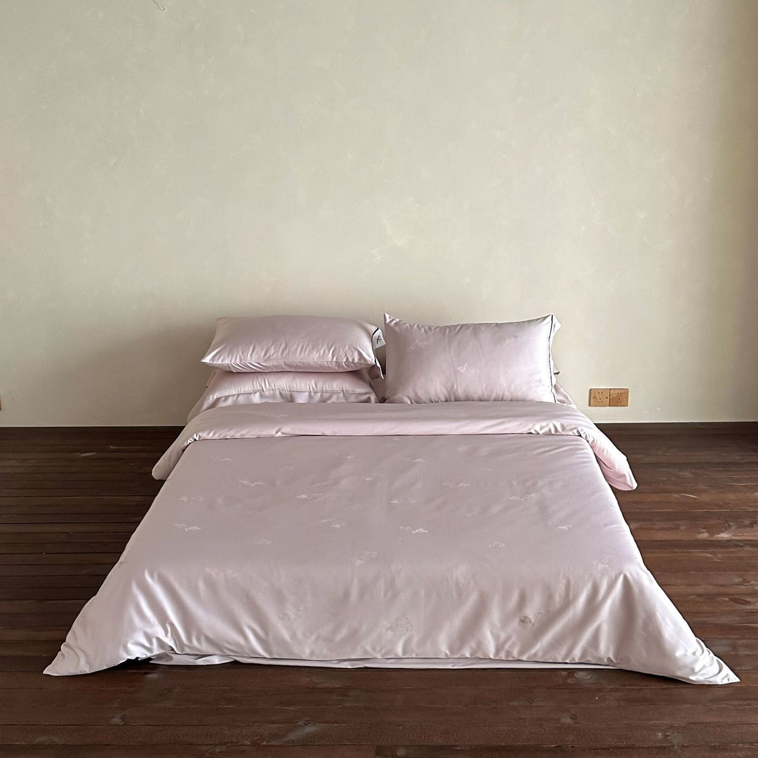 Bestickte Satin-Feeling Bettwäsche Set mit Floraltrim
