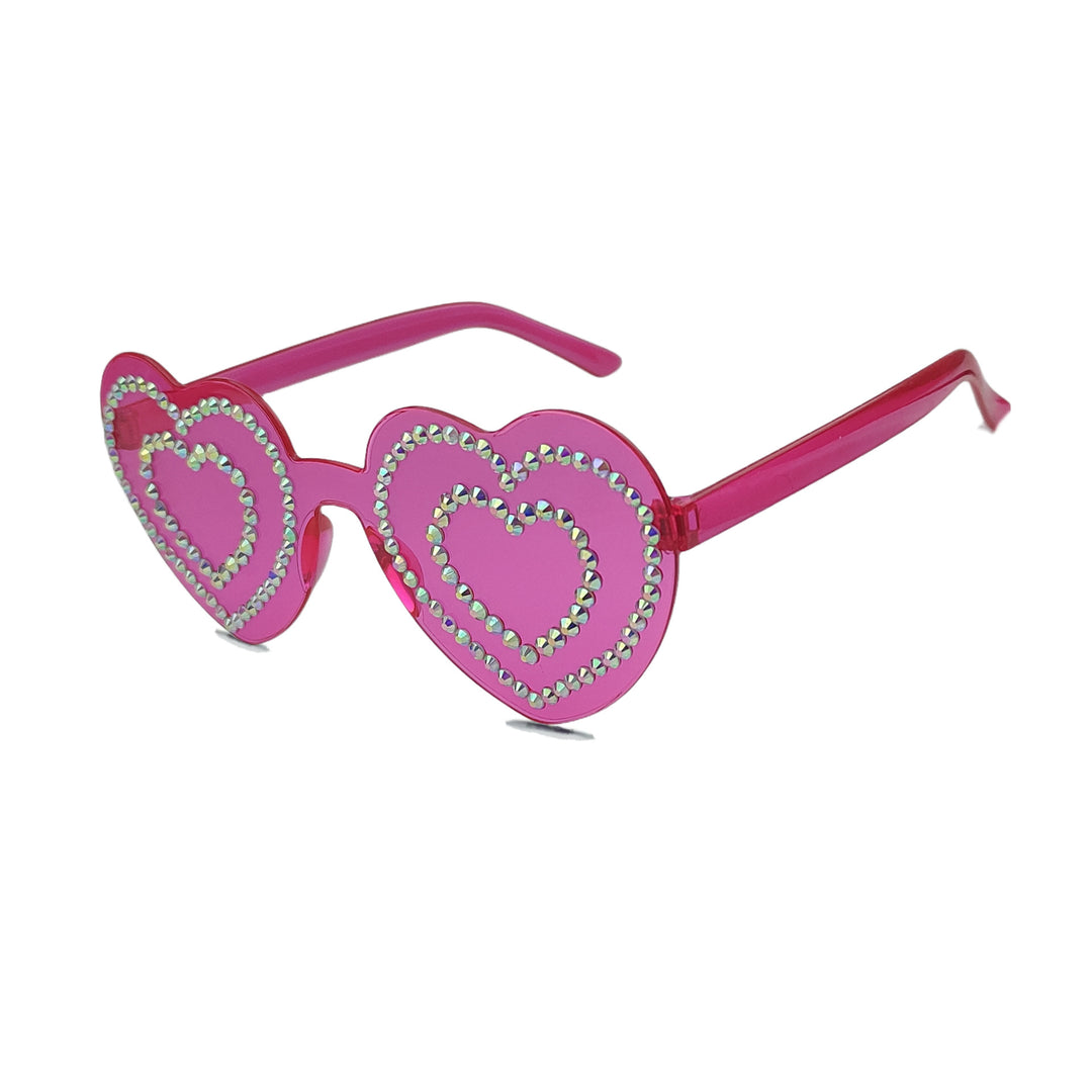 Damen Herzförmige Sonnenbrille mit funkelndem Strassmuster Karnz
