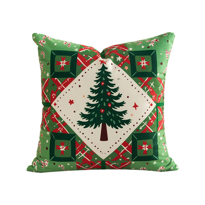 Weihnachtliches quadratisches Dekokissen mit Patchwork-Print und weichem Microfaserbezug