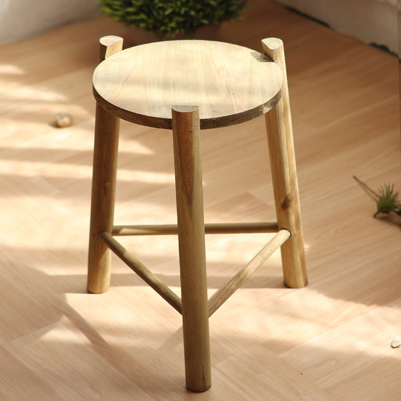 Massiver Holz-Hocker Karnz