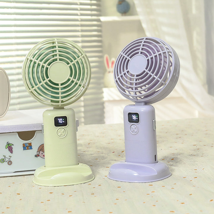 Damen Tragbarer Mini-Tischventilator mit digitaler Anzeige und USB-Ladefunktion Karnz