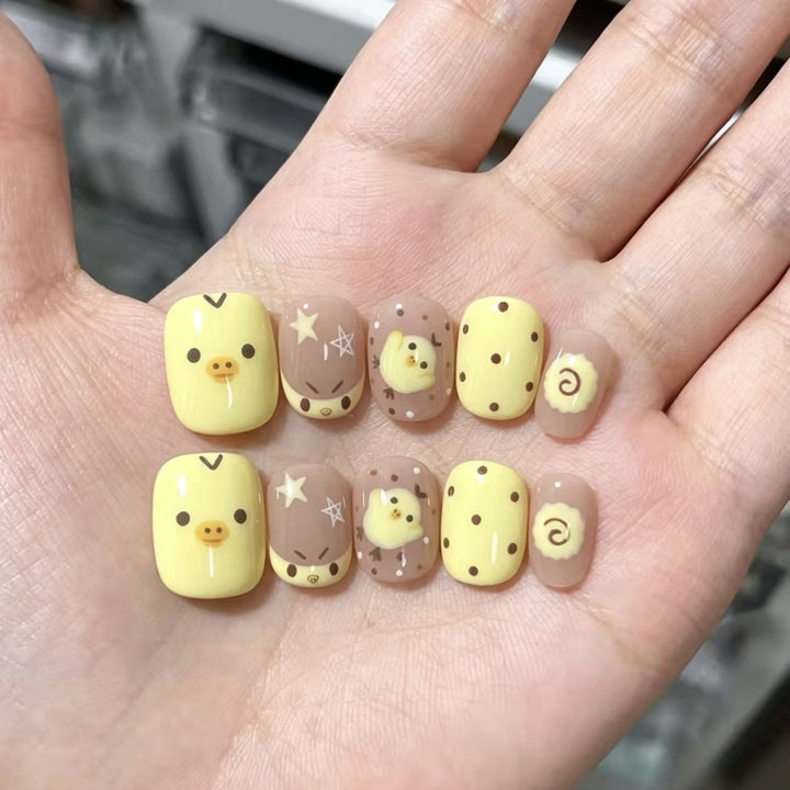 Künstlerisches katzenmotiviertes Press-On-Nagelkunstset Karnz