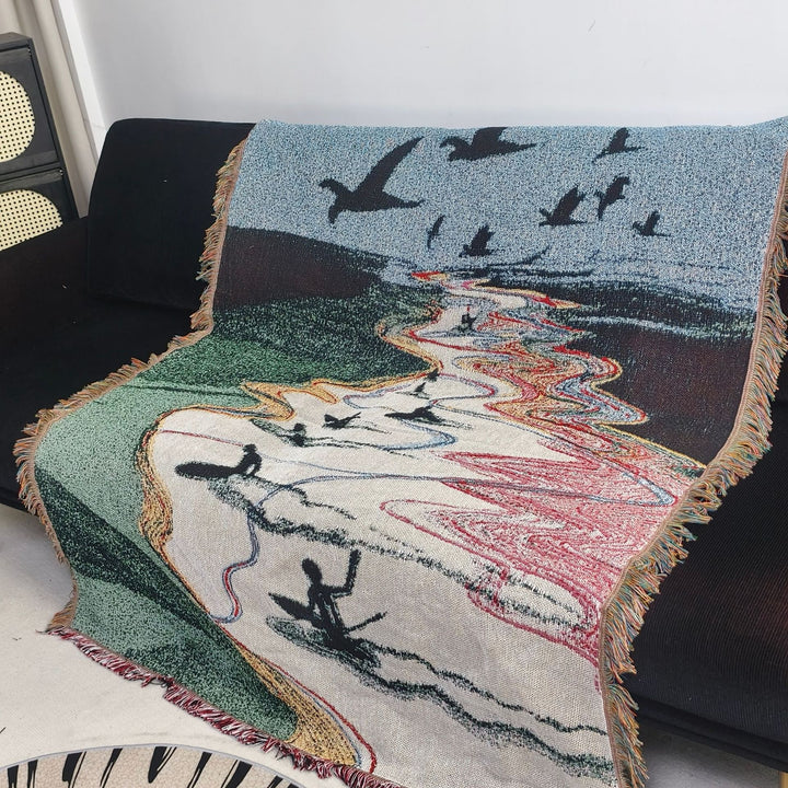 Künstlerische Surf-Szene Wandteppich Decke