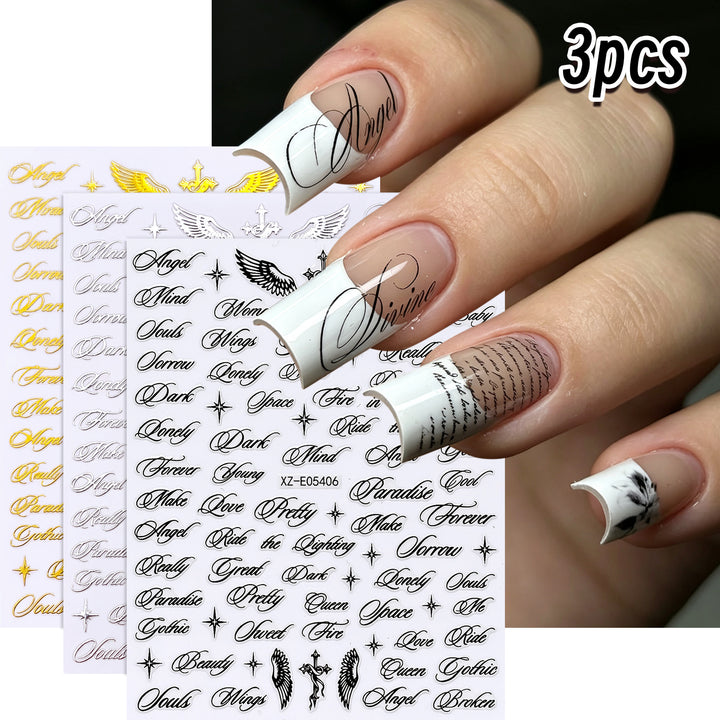 Dekorative Nagelkunst Buchstaben Aufkleber