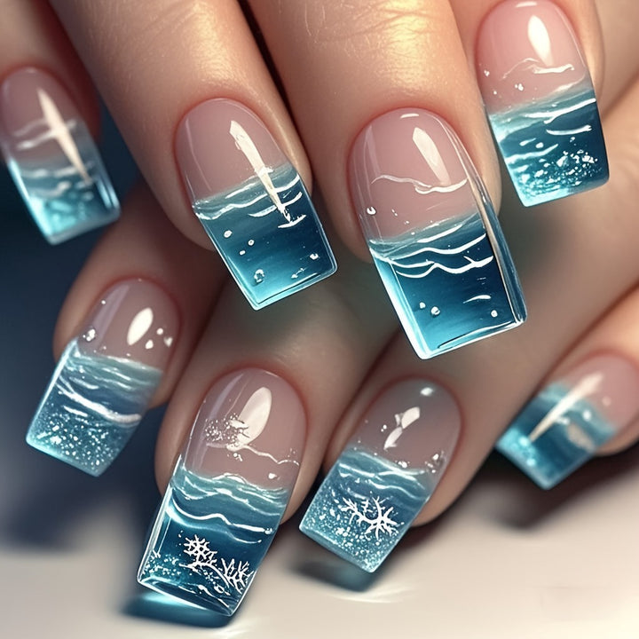 Kunstnägel mit Kreativem Ozean-Wellen-Design Karnz