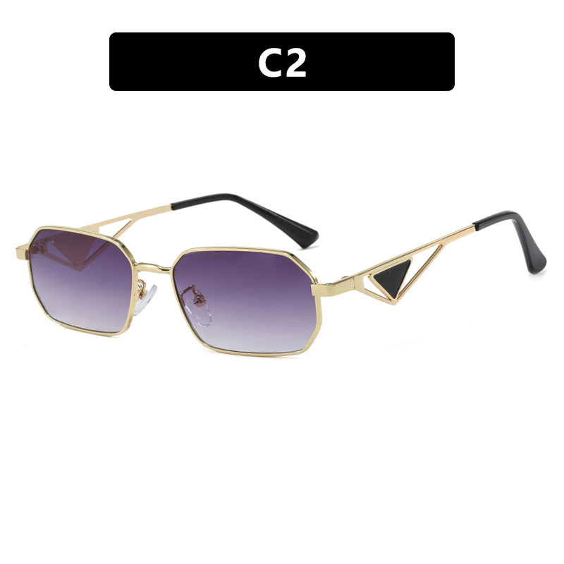 Damen geometrische Luxus-Sonnenbrille mit schmalem Hochglanz-Rahmen Karnz