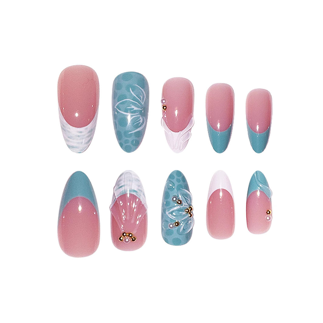 Elegante abstrakte florale Nagelkunstverlängerungen Karnz