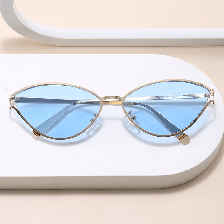Modische Cat-Eye Sonnenbrille mit Dünnem Metallrahmen Karnz
