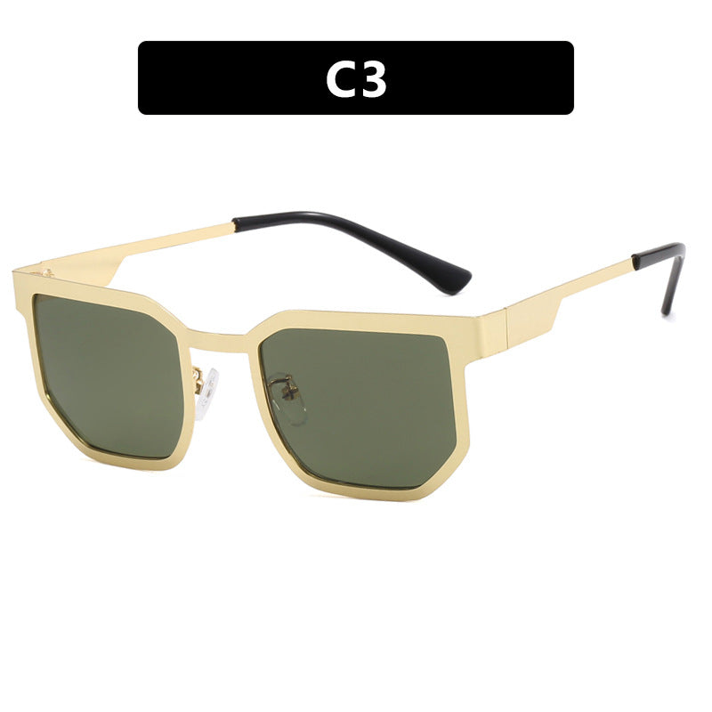 Damenmoderne Sonnenbrille im trendigen rechteckigen Design mit schmalem Metallrahmen Karnz