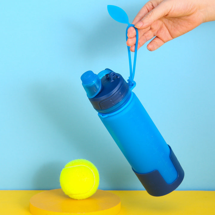 Damen zusammenfaltbare Silikon-Trinkflasche mit sicherem Verschluss Karnz