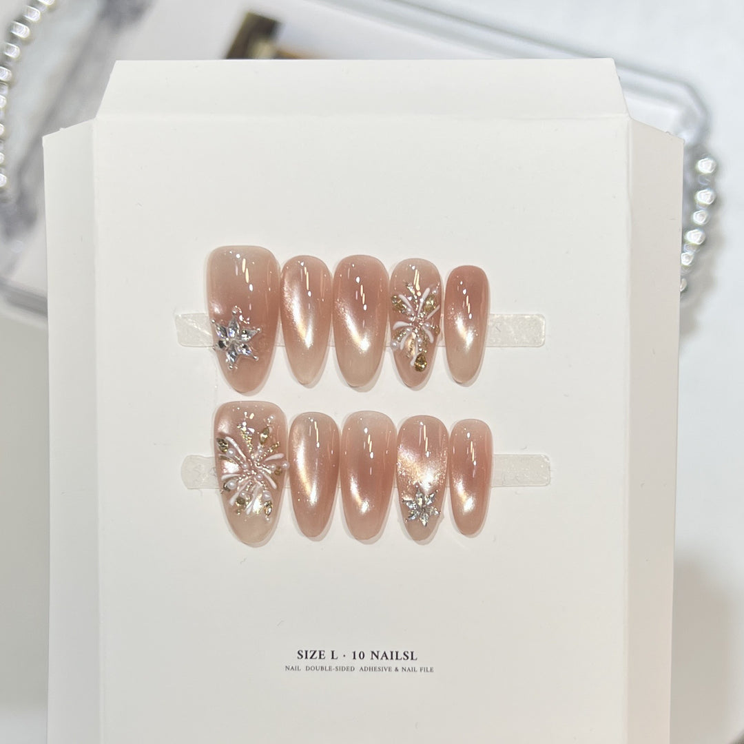 Glitzerndes Press-On Nagelkunst-Set mit Schneeflocken-Design Karnz