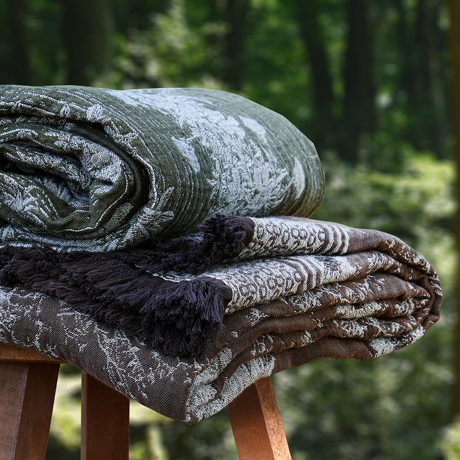 Jacquard Blumentexturiertes Wurfdecke mit Fransenrand
