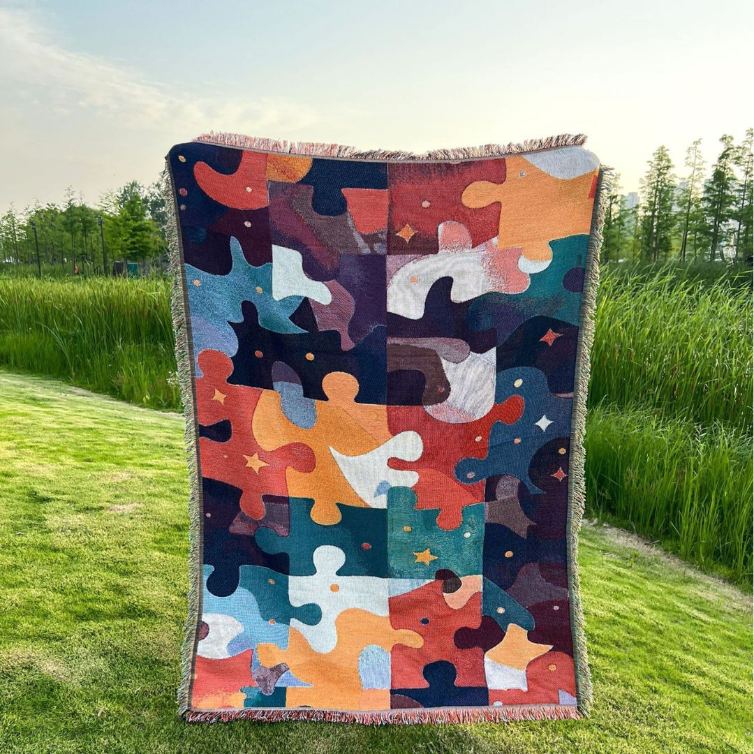 Puzzle-muster gewebte Wurfdecke