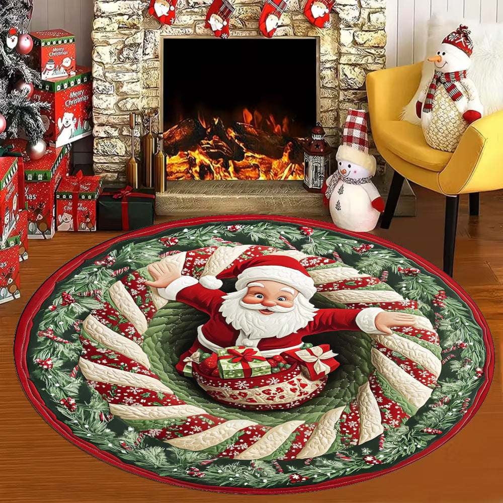 Dekorativer runder Teppich mit Weihnachtsmotiv für Zuhause