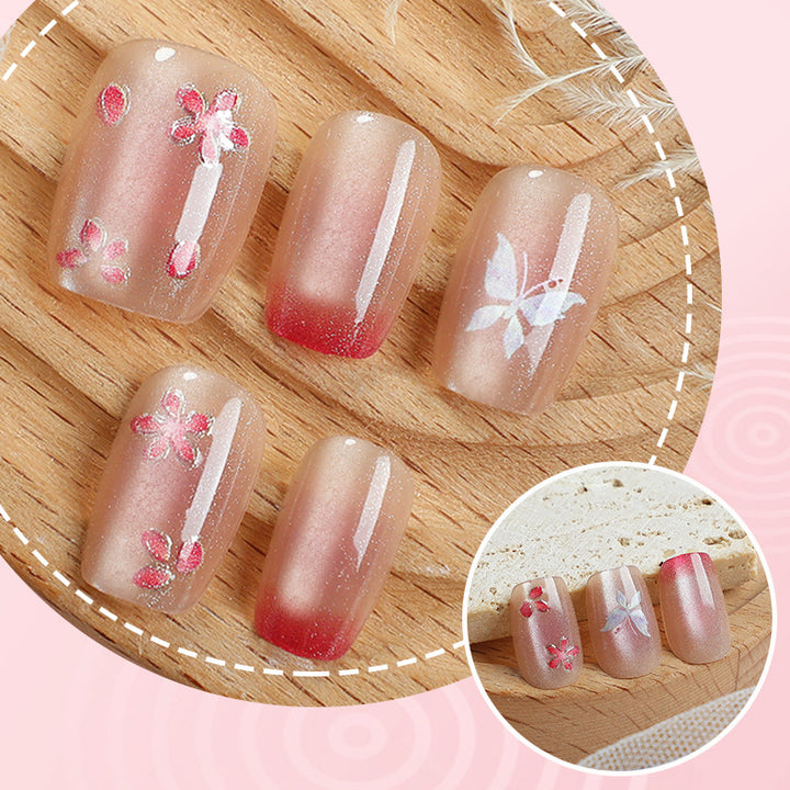Premium Künstlerische Blumen Press-On Nagelset