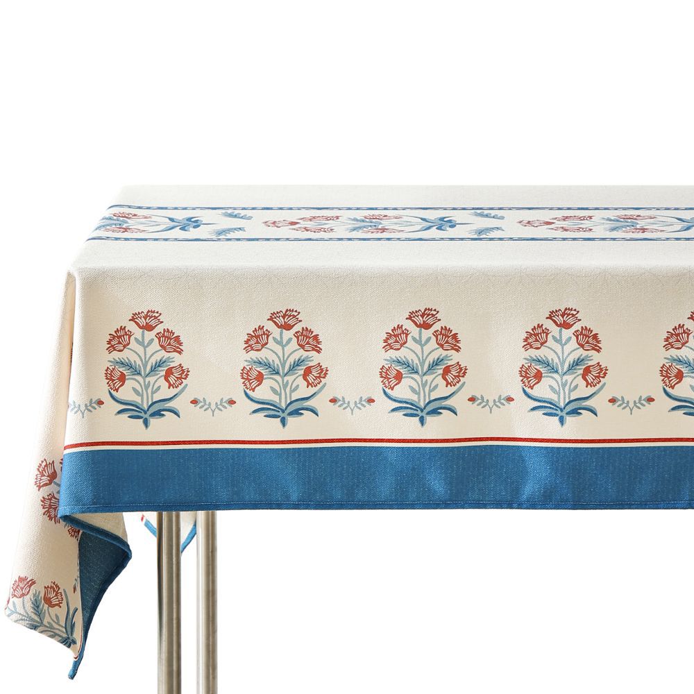 Wasserabweisende rechteckige Tischdecke mit Paisley-Muster und beschichteter Baumwolloptik Karnz