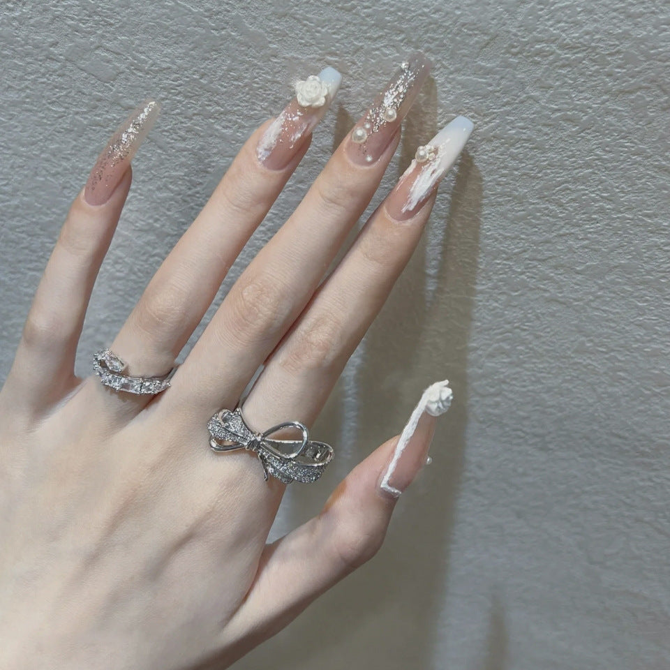 Dekoratives Langes Press-On Nagelkunst Set