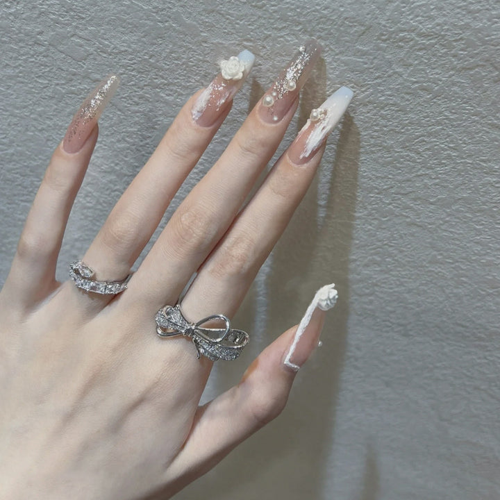 Dekoratives Langes Press-On Nagelkunst Set