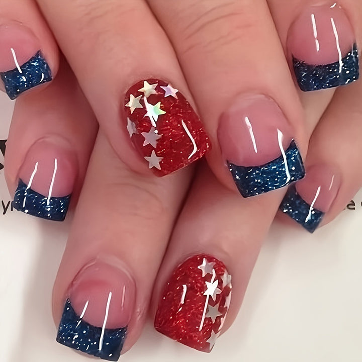 Glitzernder Sternmuster Nagelkunst Karnz