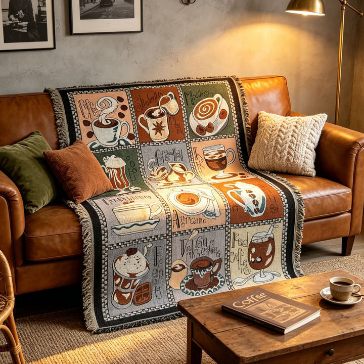 Kaffeethemen Wandteppichwurfdecke