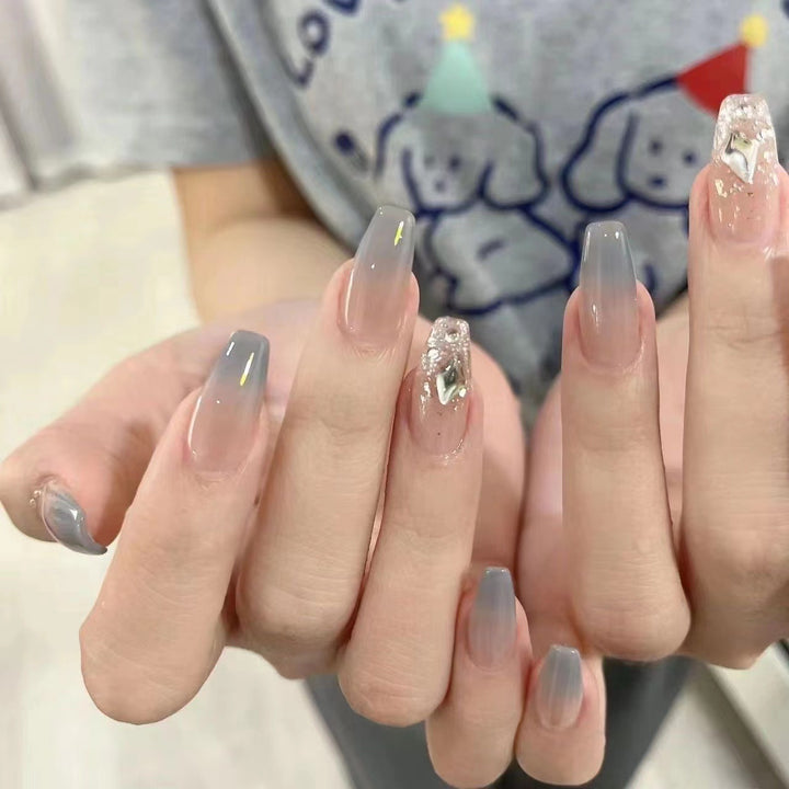 Premium Press-On Nagelset mit Glitzerakzenten