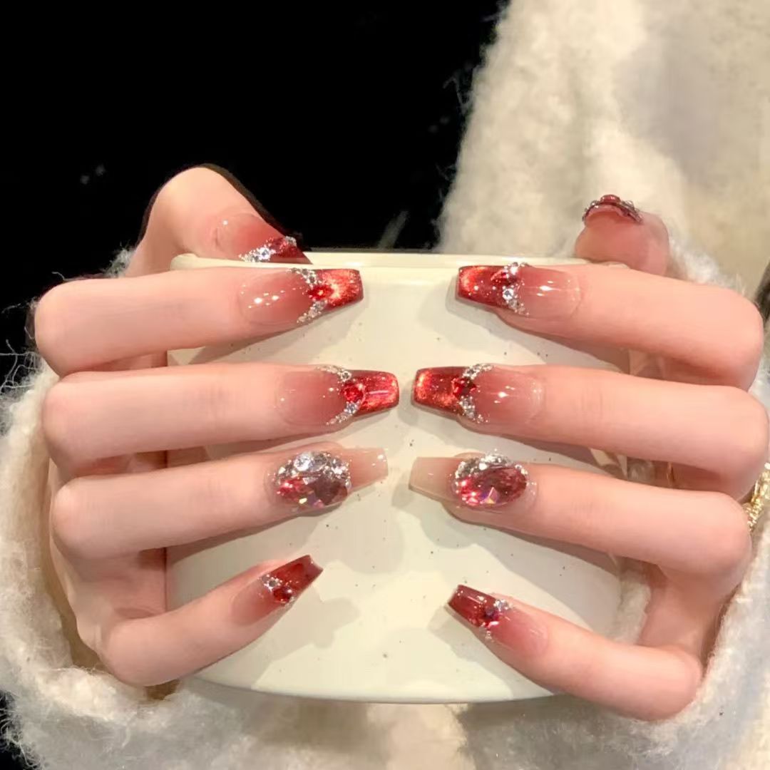 Luxuriös Glitzerndes Press-On Nagelset Karnz