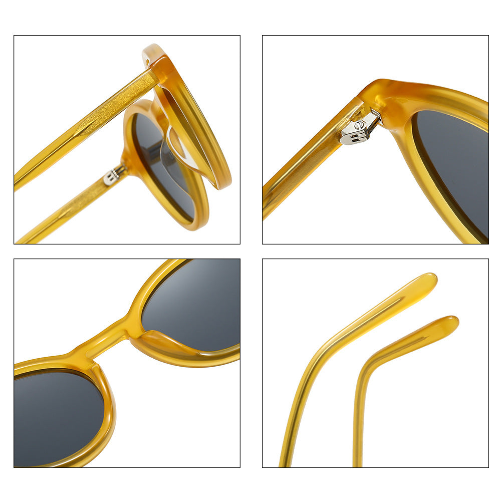 Damen modische Sonnenbrille mit trendigen runden Gläsern und stylischem Rahmen Karnz