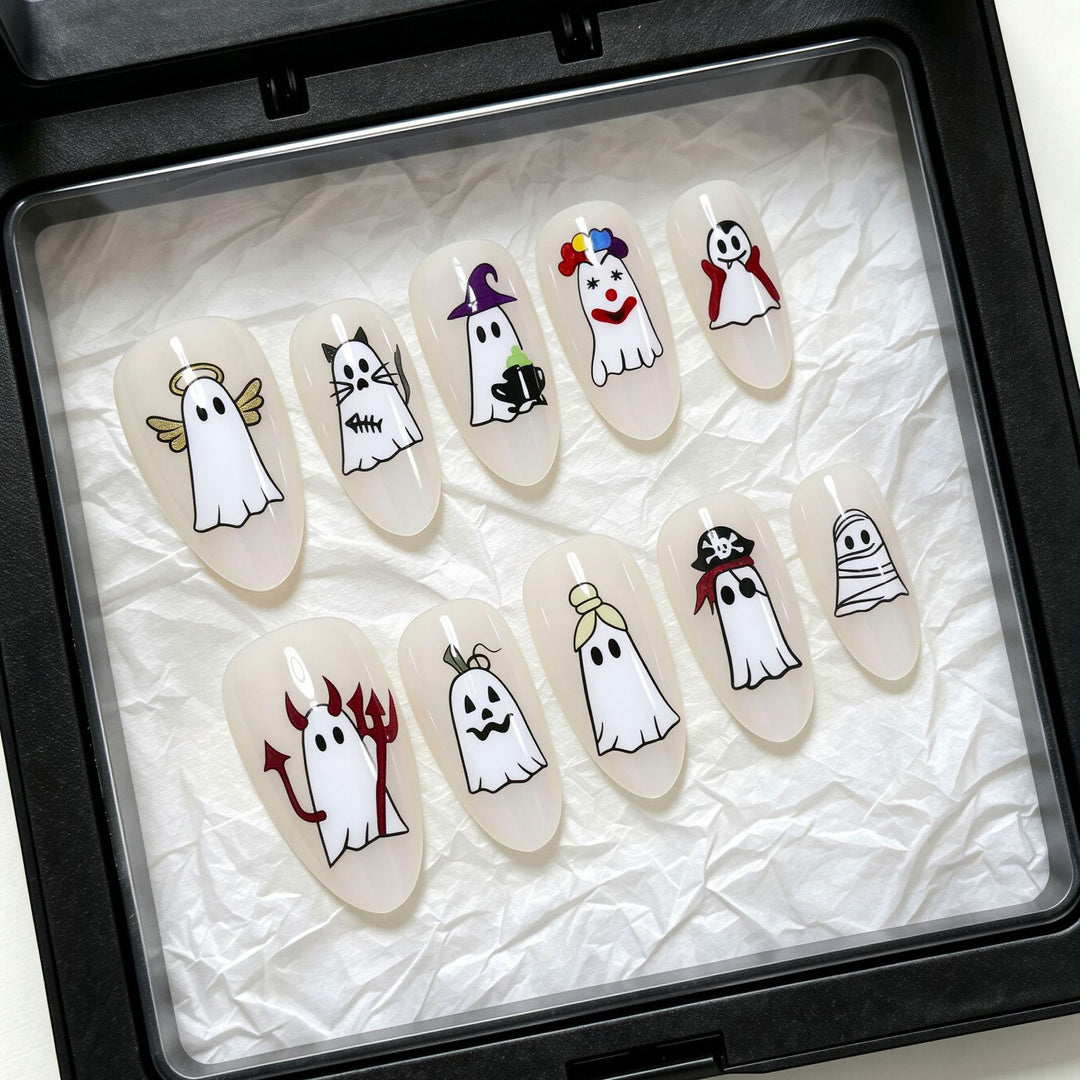 Halloween-Themen Gespensterdesign Press-On Nail Art Set Karnz