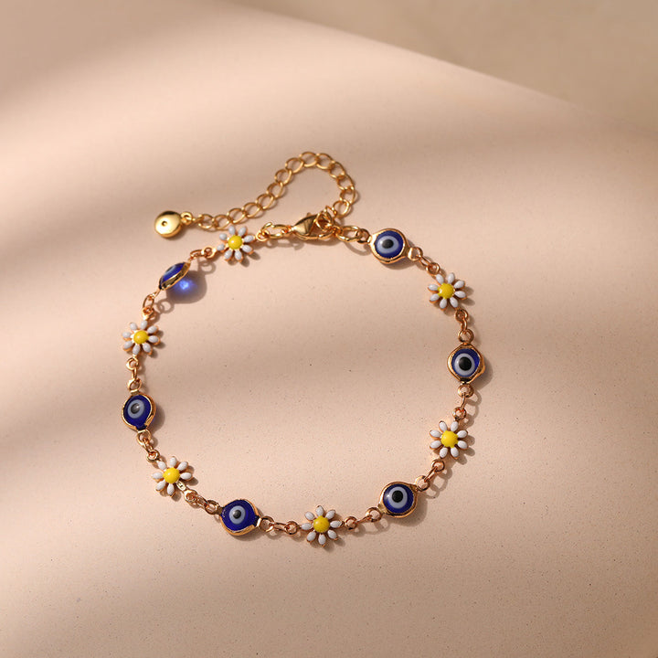 Floral Evil Eye Charm Fußkette Karnz