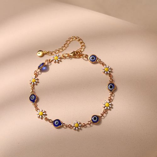 Floral Evil Eye Charm Fußkette Karnz