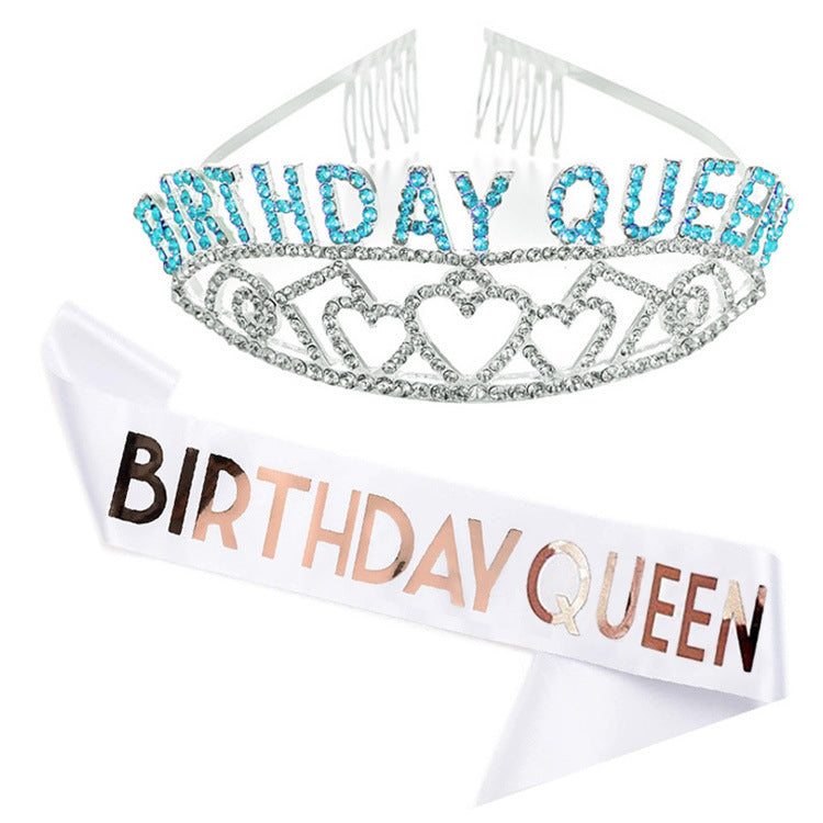 Damen Funkelndes Tiara- und Schärpen-Set Karnz