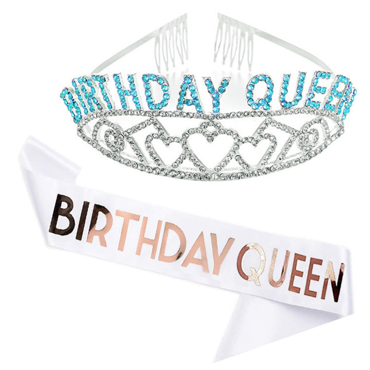 Damen Funkelndes Tiara- und Schärpen-Set Karnz