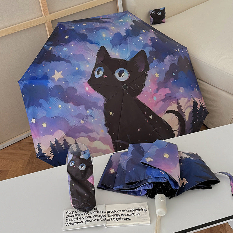 Damen Regenschirm mit niedlichem Katzenmotiv von Karnz