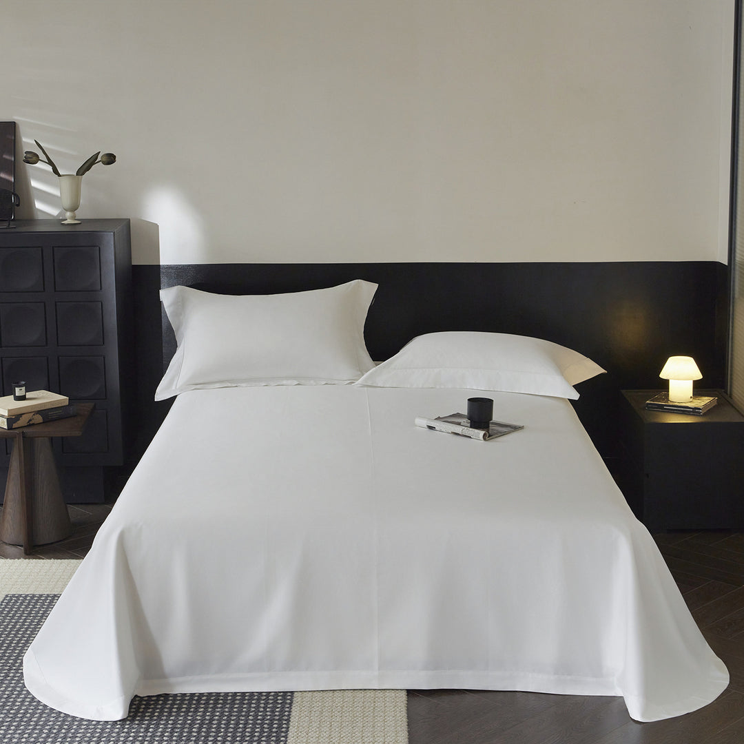 Hotel-Stil Langstapel-Baumwoll-Percale Bettlaken-Set mit tiefem Spannbettlaken und Oxford-Kissenbezügen