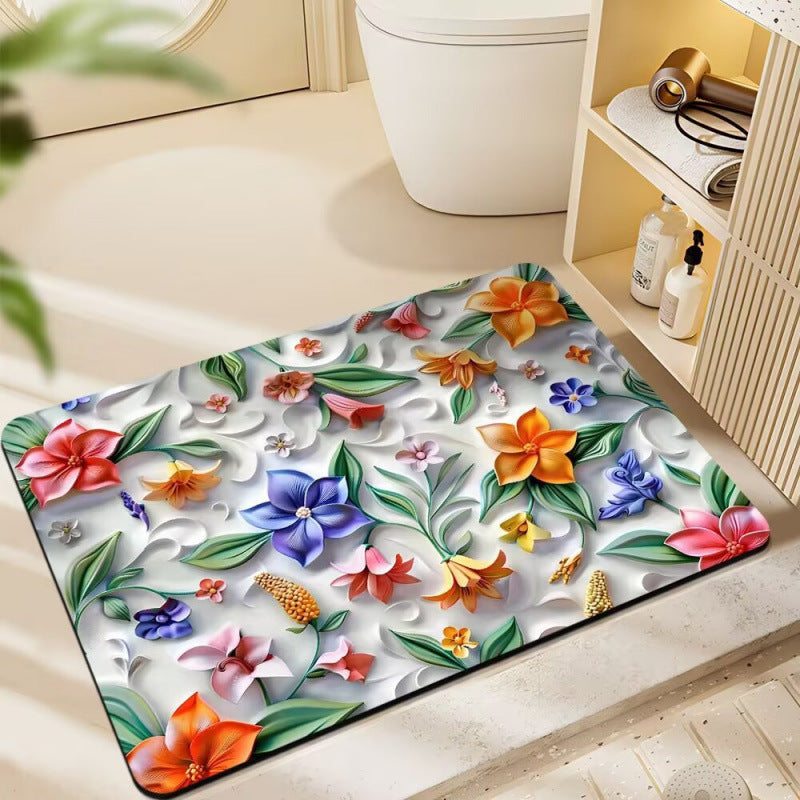 Floral-Themed Plüsch-Badematte